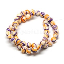 Dyed Round Synthetic Gemstone Ocean White Jade Beads Strands&nbsp;G-F085-10mm-04