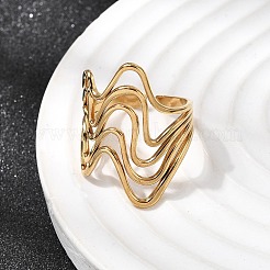5Pcs 304 Stainless Steel Open Cuff Rings for Women&nbsp;RJEW-K313-07G