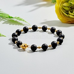 DIY Natural Black Agate Stretch Bracelets Making Kits&nbsp;DIY-NB0004-43