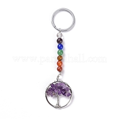 Gemstone and Natural Amethyst Chakra Keychain&nbsp;KEYC-P037-A02
