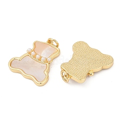 Brass Pave Natural Shell Pendants&nbsp;KK-U058-07G