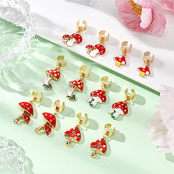 12Pcs Mushroom Alloy Enamel Pendant Decorations&nbsp;FIND-CP0003-52