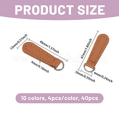 40Pcs 10 Colors PU Leather Zipper Pull Tabs&nbsp;FIND-CA0011-63