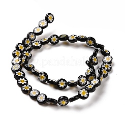 Handmade Millefiori Glass Flat Round Bead Strands&nbsp;LK-P011-20