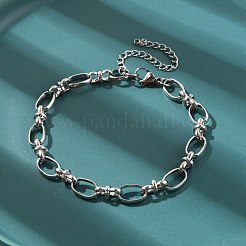 304 Stainless Steel Oval Link Chains Bracelets for Men & Women&nbsp;BJEW-D042-45P