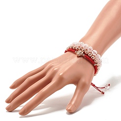 Natural Crackle Quartz & Lava Rock Braided Bead Bracelets Set&nbsp;BJEW-JB07212-02