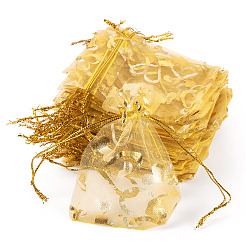 50Pcs Heart Printed Organza Bags&nbsp;OP-TADJ0001-01K