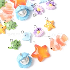 24Pcs 7 Styles Marine Organism Resin Pendants&nbsp;RESI-FS0002-05