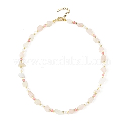 Raw Natural Madagascar Rose Quartz & Dyed Pink Faceted Rondell Malaysia Jade & Pearl Beaded Necklaces for Women&nbsp;NJEW-JN06590