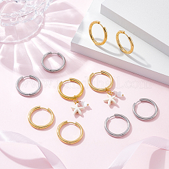 12Pairs 2 Colors 304 Stainless Steel Huggie Hoop Earrings&nbsp;EJEW-UN0003-17