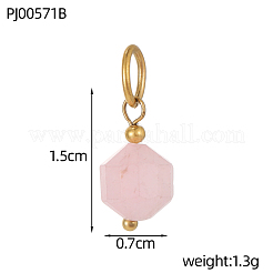 Natural Rose Quartz & Quartz Crystal & Picture Jasper Faceted Bicone Charms&nbsp;G-OY009-87G