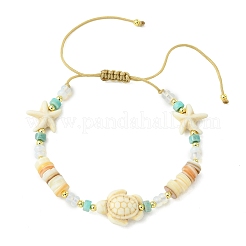 Adjustable Mixed Gemstone Beaded Braided Nylon Thread Anklets for Women Men&nbsp;AJEW-AN00844-01