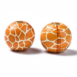 Painted Natural Wood European Beads&nbsp;X-WOOD-S057-055