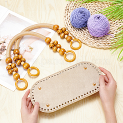 3Pcs 2 Styles PU Leather & Iron Oval Bottom&nbsp;FIND-PH0003-54