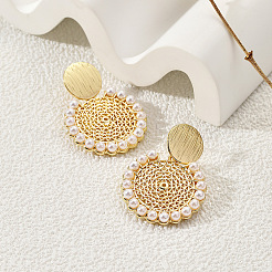 Alloy Plastic Pearl Dangle Stud Earrings&nbsp;FS-WG98DC8-01