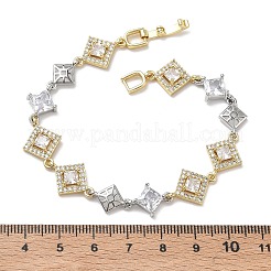 Brass Micro Pave Clear Cubic Zirconia Link Chain Bracelets for Women&nbsp;BJEW-C156-06C-PG