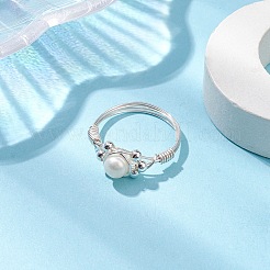 Round Natural Cultured Freshwater Pearl Ring&nbsp;RJEW-JR00708-02