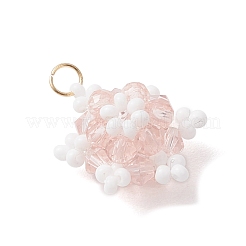 Glass Seed Beaded Snowflake Pendants&nbsp;PALLOY-MZ00815-02
