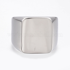 Tarnish Resistant 304 Stainless Steel Signet Band Rings for Men&nbsp;RJEW-G091-16-P
