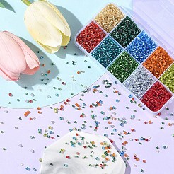 4000Pcs 10 Colors 8/0 Glass Bugle Beads&nbsp;SEED-YW0002-69