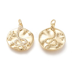 Brass Micro Pave Clear Cubic Zirconia Pendants&nbsp;KK-F820-28G