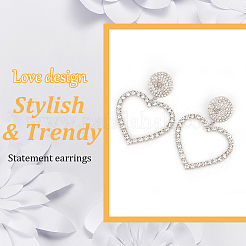 2 Pairs 2 Colors Crystal Rhinestone Hollow Out Heart Dangle Stud Earrings&nbsp;EJEW-AN0001-26