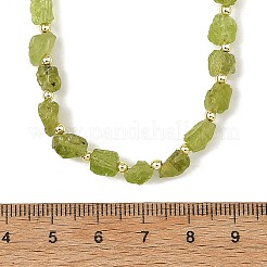 Raw Rough Natural Peridot & Electroplate Synthetic Non-magnetic Hematite Round Beaded Necklaces&nbsp;NJEW-JN06580