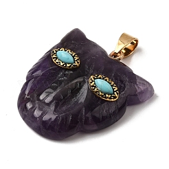 Natural Amethyst & Synthetic Turquoise Pendants&nbsp;G-Z090-02G-07