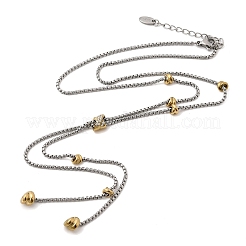 Two Tone 316L Surgical Stainless Steel Micro Pave Clear Cubic Zirconia Box Chain Knot Lariat Necklaces&nbsp;NJEW-D297-01GP