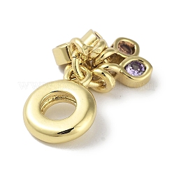Rack Plating Brass Pave Colorful Cubic Zirconia European Dangle Charms&nbsp;KK-R163-07G