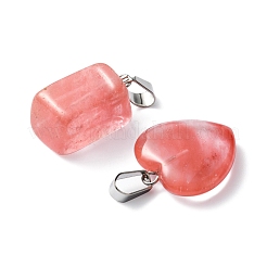 12Pcs 5 Styles Cherry Quartz Glass Pendants&nbsp;G-FS0005-61