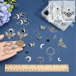 DIY Alloy & Stainless Steel Goth Butterfly Moth Dangle Earring Making Kits&nbsp;DIY-SC0026-36