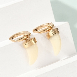 304 Stainless Steel Plastic Imitation Shell Hoop Earrings&nbsp;EJEW-Z089-29G