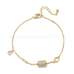 Brass Micro Pave Clear Cubic Zirconia Column Charm Bracelets&nbsp;KK-CBA6980-26G