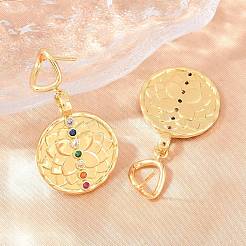 Brass Micro Pave Colorful Cubic Zirconia Dangle Hoop Earrings&nbsp;EJEW-G471-42G