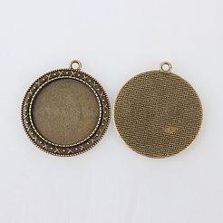 Vintage Tibetan Style Alloy Pendant Cabochon Bezel Settings&nbsp;TIBEP-M018-130AB-NF