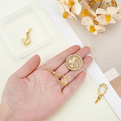 3Pcs Brass Hollow Round Cage Pendant Decorations&nbsp;KK-PH0014-68G