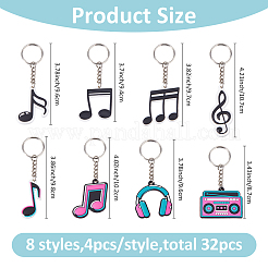 32Pcs 8 Styles PVC Pendant Keychain&nbsp;KEYC-FH0001-70