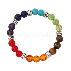 7 Chakra Gemstone and Alloy Round Beaded Stretch Bracelets&nbsp;TK2195