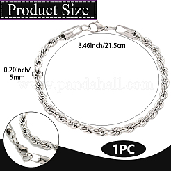 1Pc 5MM 304 Stainless Steel Rope Chain Bracelets for Women&nbsp;BJEW-DJ0001-85