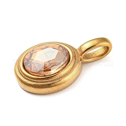 Golden Plated 304 Stainless Steel Rhinestone Pendants&nbsp;STAS-Q253-01G-03