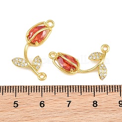 Rack Plating Brass Micro Pave Clear Cubic Zirconia Flower Connertor Charms&nbsp;KK-Z043-03G