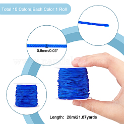 15 Rolls 15 Colors Nylon Satin Rattail Cord&nbsp;NWIR-PH0002-04