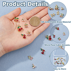 12Pcs 6 Styles Brass Micro Pave Gold Cubic Zirconia Charms&nbsp;ZIRC-HS0001-25B-NF