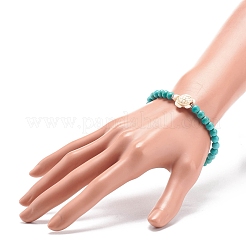 Synthetic Turquoise(Dyed) Ocean Theme Beaded Stretch Bracelet&nbsp;BJEW-JB08577