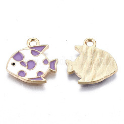 Light Gold Plated Alloy Enamel Pendants&nbsp;X-ENAM-T009-85C-RS