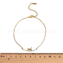 Cat Shape 304 Stainless Steel Link Anklets for Women&nbsp;AJEW-G068-01G