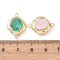 Brass with Glass Connector Charms&nbsp;KK-Z141-10G