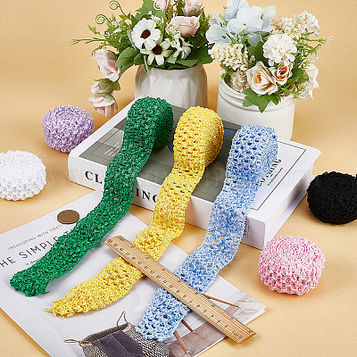 Color Wcor Wholesale 7 Bundles 7 Colors Elastic Crochet Headband Ribbon ...