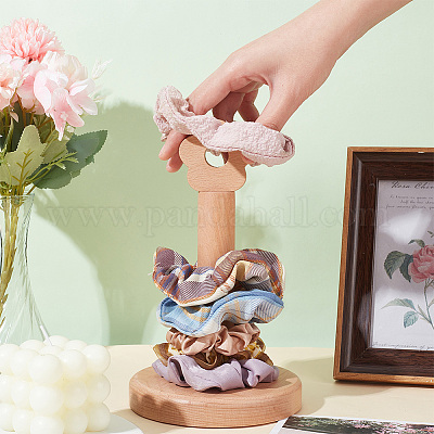 PandaHall PH Scrunchie Holder Stand Wood Flower Hair Ties Organizer Scrunchie Display Stand Girls Hair Accessories Organizer for